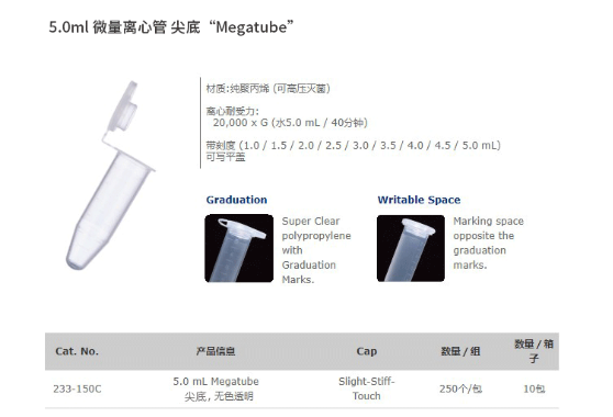 Watson 5.0ml离心管,尖底,透明-常备现货